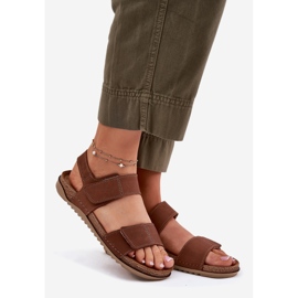 Sandali in pelle da donna inblu aa0001ki cammello marrone 1