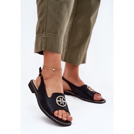 S.Barski Sandali da donna con tacco piatto con un ornamento S. Barski Kv51-002 Nero 2