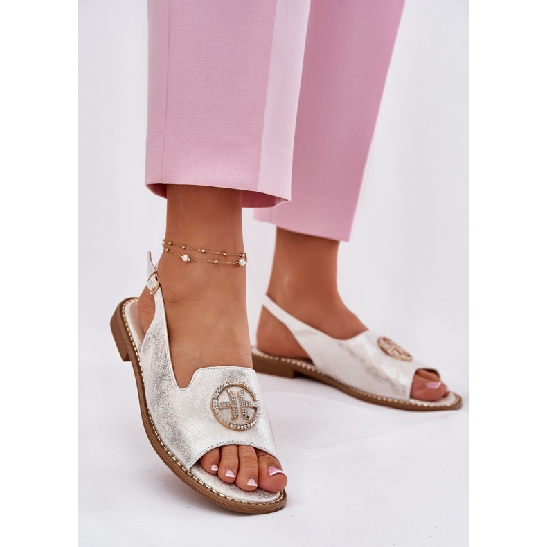 S.Barski Sandali da donna con tacco piatto con un ornamento di S. Barski Kv51-002 Silver argento 2