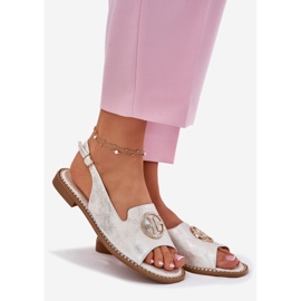 S.Barski Sandali da donna con tacco piatto con un ornamento di S. Barski Kv51-002 Silver argento 1