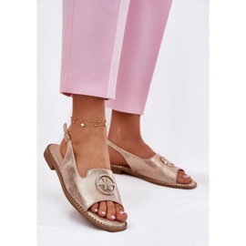 S.Barski Sandali da donna con tacco piatto con un ornamento S. Barski Kv51-002 Oro rosa d'oro 2