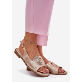 S.Barski Sandali da donna con tacco piatto con un ornamento S. Barski Kv51-002 Oro rosa d'oro 1