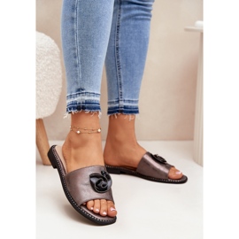 S.Barski Flip da donna con tacco piatto con dettaglio decorativo di grafite KV51-007 argento 2