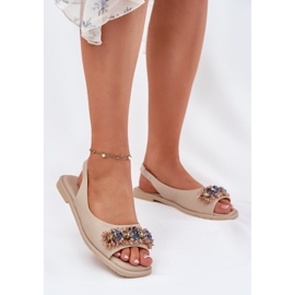 S.Barski Sandali da donna piatta con cristalli S. barski Kv51-079 beige 2