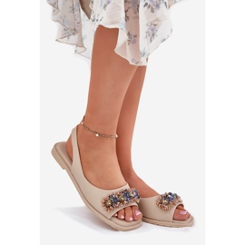 S.Barski Sandali da donna piatta con cristalli S. barski Kv51-079 beige 1