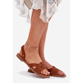 EVento I sandali piatti del cammello con eco in pelle eco marrone 1