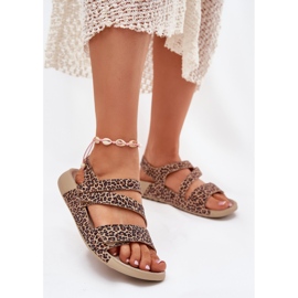 Sandali in pelle femminile zazoo k1004 stampa leopardo marrone 2