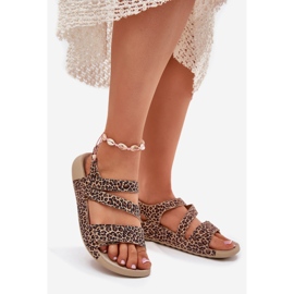 Sandali in pelle femminile zazoo k1004 stampa leopardo marrone 1