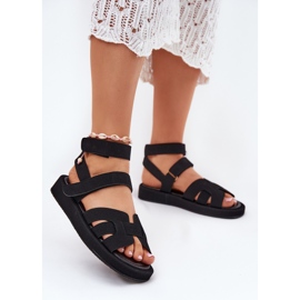 Sandali femminili con velcro nero 2