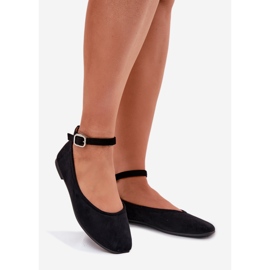 Ballerina in pelle scamosciata ecota con cintura e morsetto nero 1