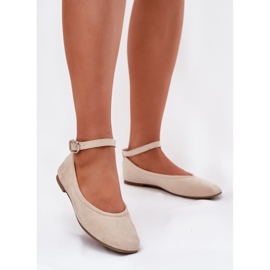 Eco Suede Ballerinas con cintura e un morsetto beige 2