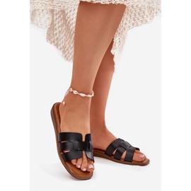Pantofole da donna con eco pelle in pelle nera nero 1