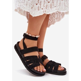 Sandali femminili in pelle scamosciata Ecode con nero in velcro 1