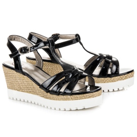 Kylie Sandali con zeppa laccati nero 1