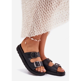 Infradito da donna con morsetti sulla piattaforma nera nero 1