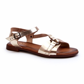 Zazoo 40182 Sandals da donna in pelle Złote d'oro 3