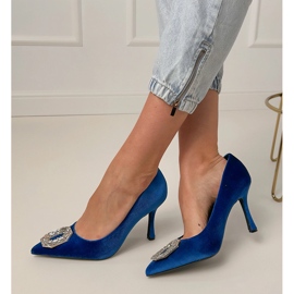 Pompe blu navy su un perno con zirconi 1