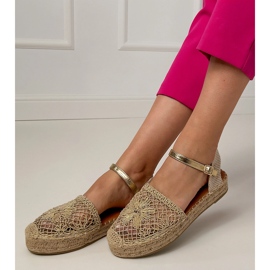 Openwork espadrilles sandali dorati d'oro 1