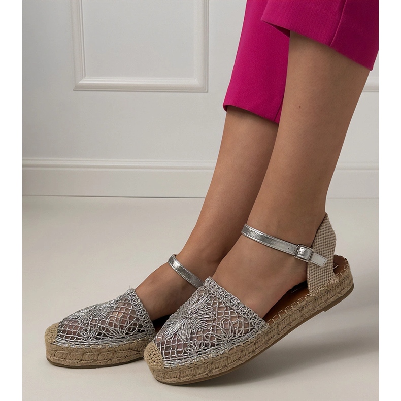Sandali d'argento openwork espadrilles 1