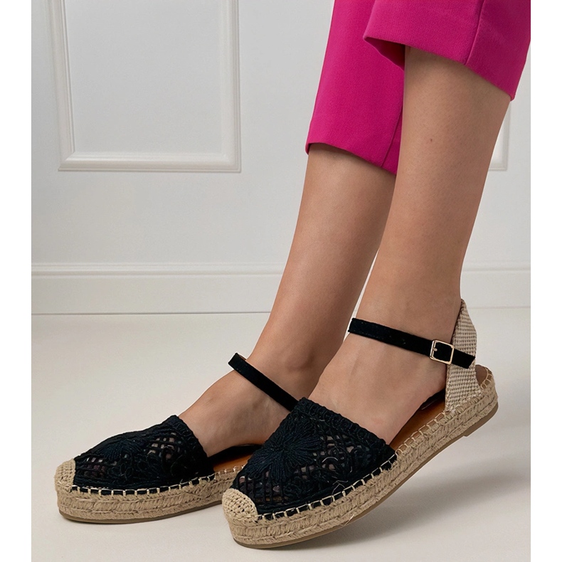 Sandali aperti di espadrille neri nero 2