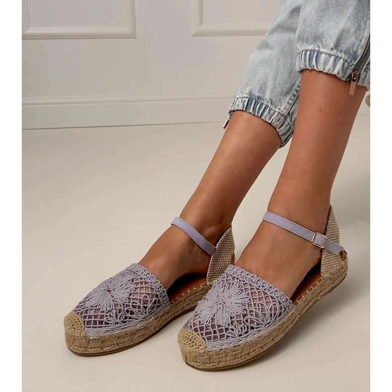 Openwork espadrilles sandali viola 1