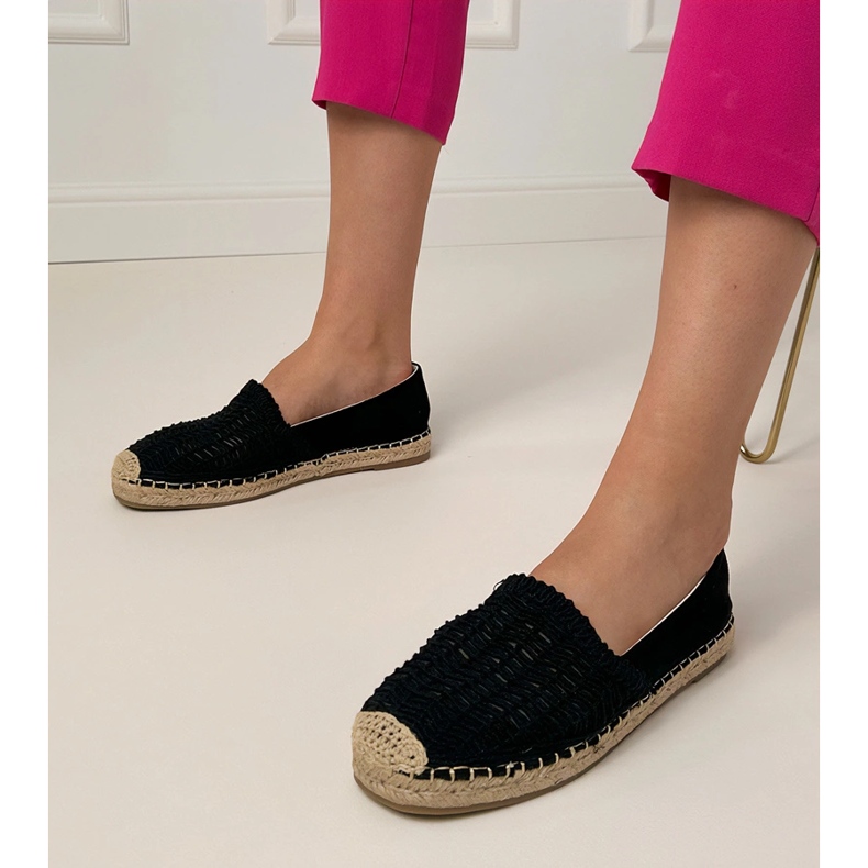 Black Openwork espadrilles sulla piattaforma nero 1
