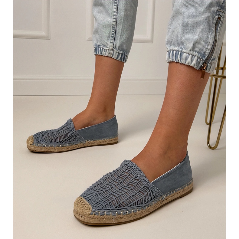 Blue Openwork Espadrilles sulla piattaforma 1