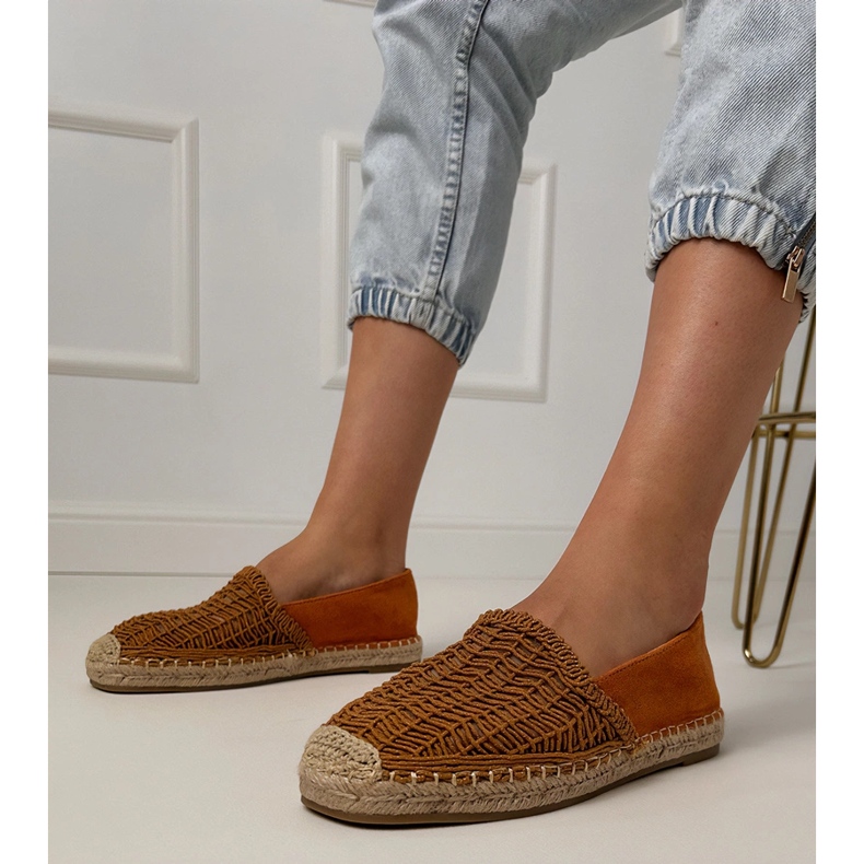 Brown Openwork espadrilles sulla piattaforma marrone 1