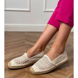 Beige Openwork Espadrilles sulla piattaforma 1