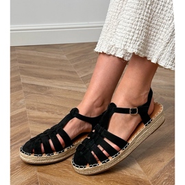 Sandali neri espadrilles gladiatore di ekozamszu nero 1