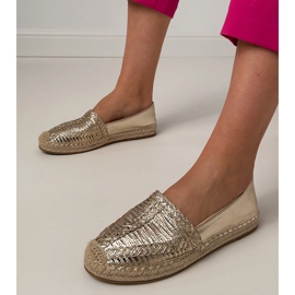 Openwork espadrilles sulla piattaforma d'oro 1