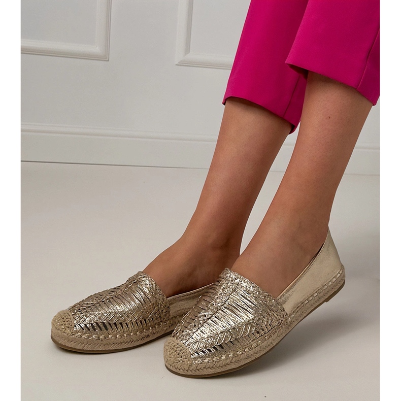 Openwork espadrilles sulla piattaforma d'oro 2