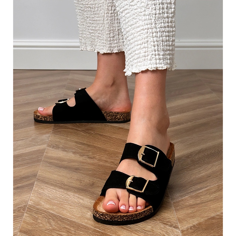 Infradito nero con suola di sughero 1