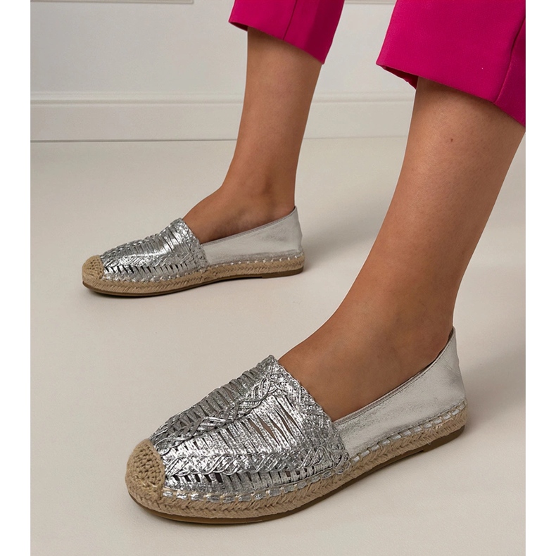 Silver Openwork Espadrilles sulla piattaforma d'argento 1