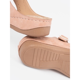 Seastar Pantofole su un cuneo basso con fibbie rosa 2