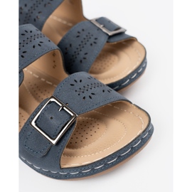 Seastar Pantofole su un cuneo basso con fibbie blu 2