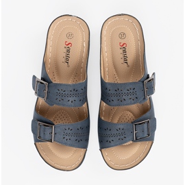 Seastar Pantofole su un cuneo basso con fibbie blu 1