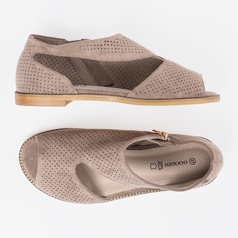 Goodin Dark -tone sandals a openwork piatto beige 1