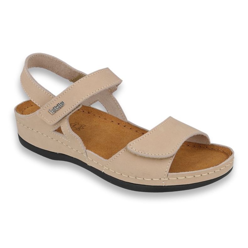 Sandali in pelle femminile inblu 158d102 beige 1