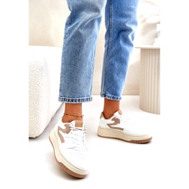 Sneakers da Donna in Eco Pelle sulla Piattaforma Bianca e Beige Henizore bianco 2