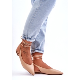 Ballerine nude legate all'eco-parte femminile beige 3