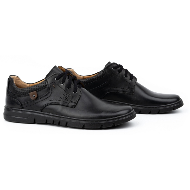 Kampol Scarpe in pelle da uomo, nebbia casual 57kam nero 2