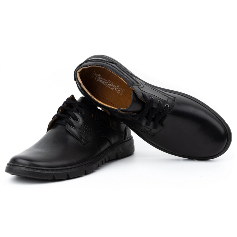 Kampol Scarpe in pelle da uomo, nebbia casual 57kam nero 4