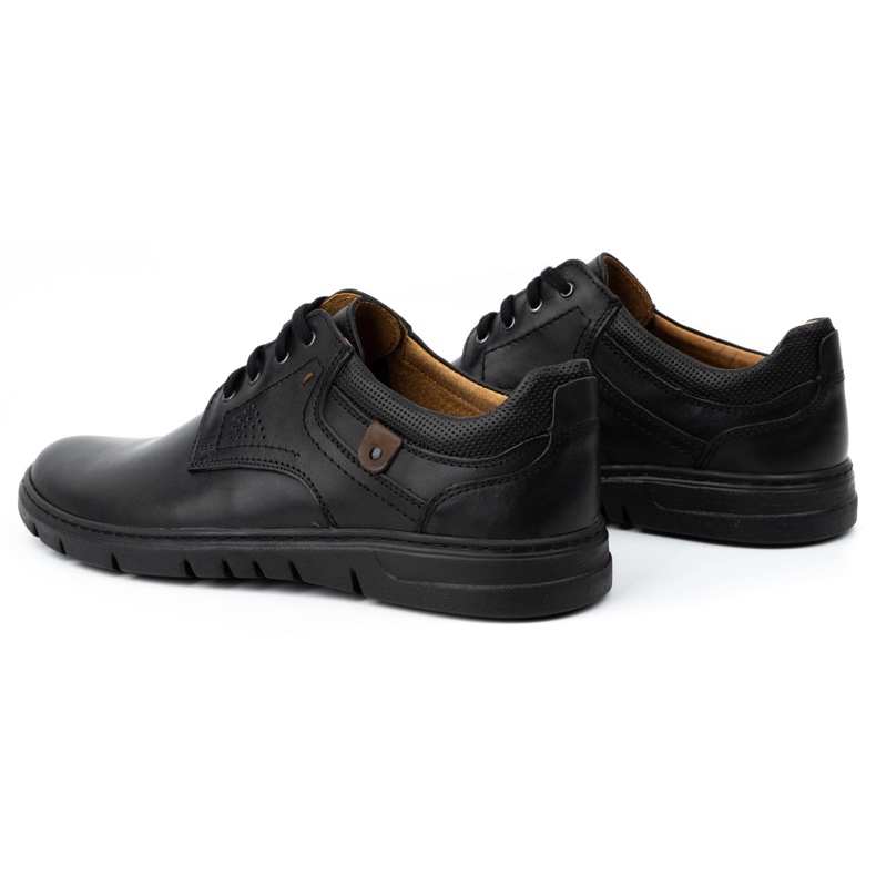 Kampol Scarpe in pelle da uomo, nebbia casual 57kam nero 3