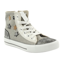 Sneakers per bambini legate in grigie stelle 374068 Big Star grigio 1