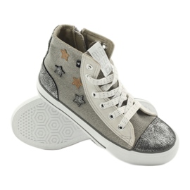 Sneakers per bambini legate in grigie stelle 374068 Big Star grigio 3
