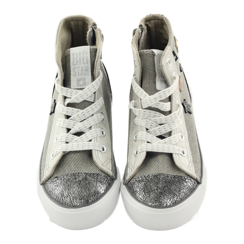 Sneakers per bambini legate in grigie stelle 374068 Big Star grigio 4
