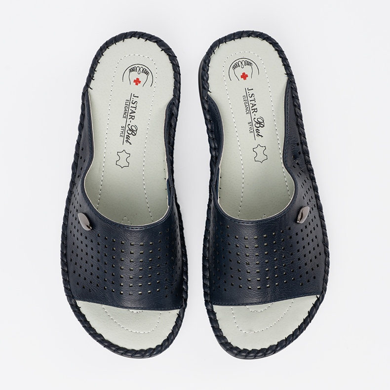 Infradito da donna blu scuro con un inserto in pelle 2