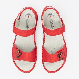 J. Star Sandali rossi con inserto in pelle rosso 1