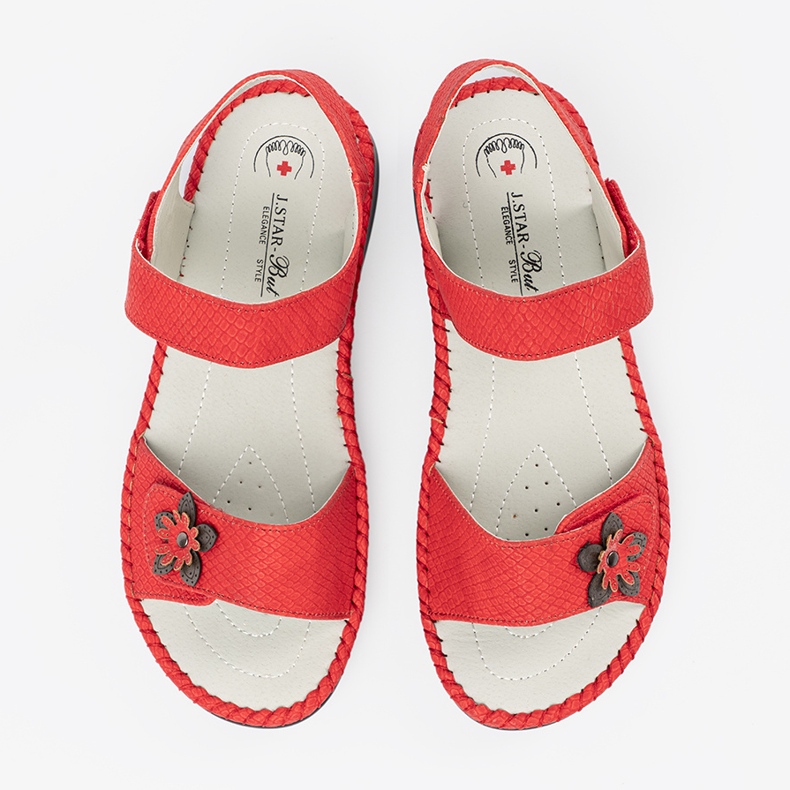 J. Star Sandali rossi con inserto in pelle rosso 1